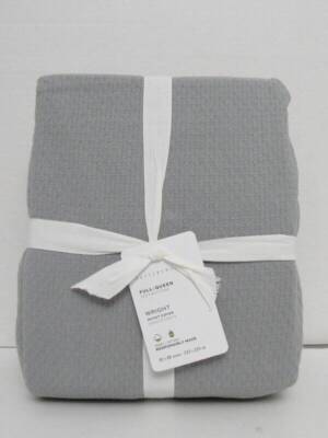 Pottery Barn Wright Textured Organic Duvet Cover, F/Q Gray Color NWT