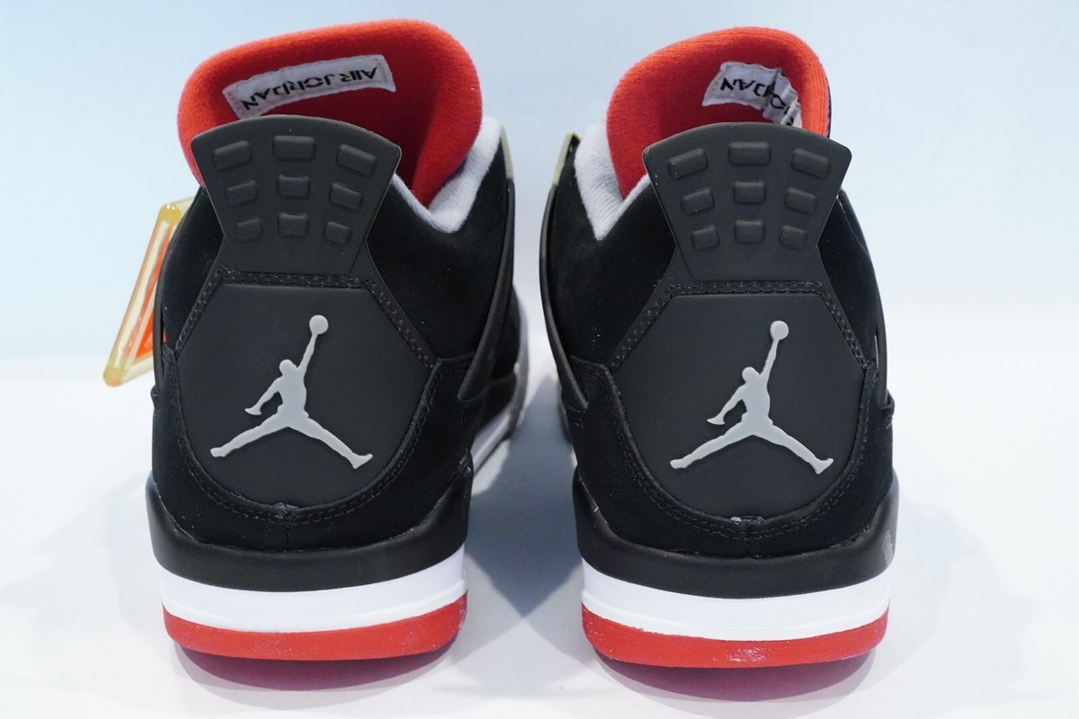 SZ 10.5 Nike Air Jordan 4 Retro Bred Black Cement Grey Fire Red
