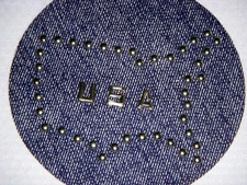 70s VTG Lot of 3 Jeans Denim Nailhead Sew-On-Patch ~ USA Map ~ Tack Patch 5" dia