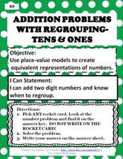 Digital Teacher Made Math Center-ADDITION PROBLEMS w/ REGROUPING TENS  ONES S5
