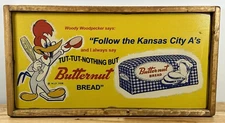 Vintage Style Butternut Bread Woody Woodpecker Kansas City A's Wood Decor Sign