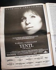 YENTL Barbra Streisand Musical Drama Film Opening Day Movie 1983 Advertisement