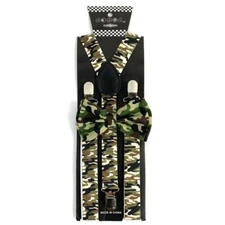 NEW Mens and Women Combo Suspender + BowTie -  ARMY CAMO