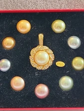 Vintage Kenneth Jay Lane Pearl Interchangeable Goldtone Enhancers