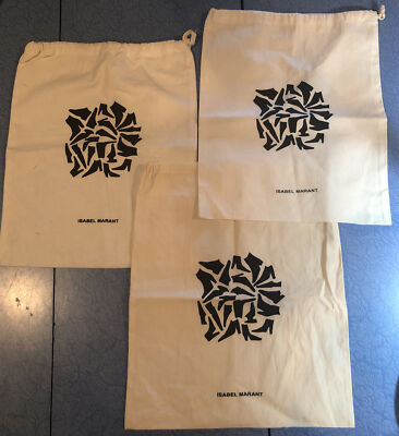 3 Lot ISABEL MARANT Authentic Canvas Drawstring Storage Shoe Heels Dust Bag