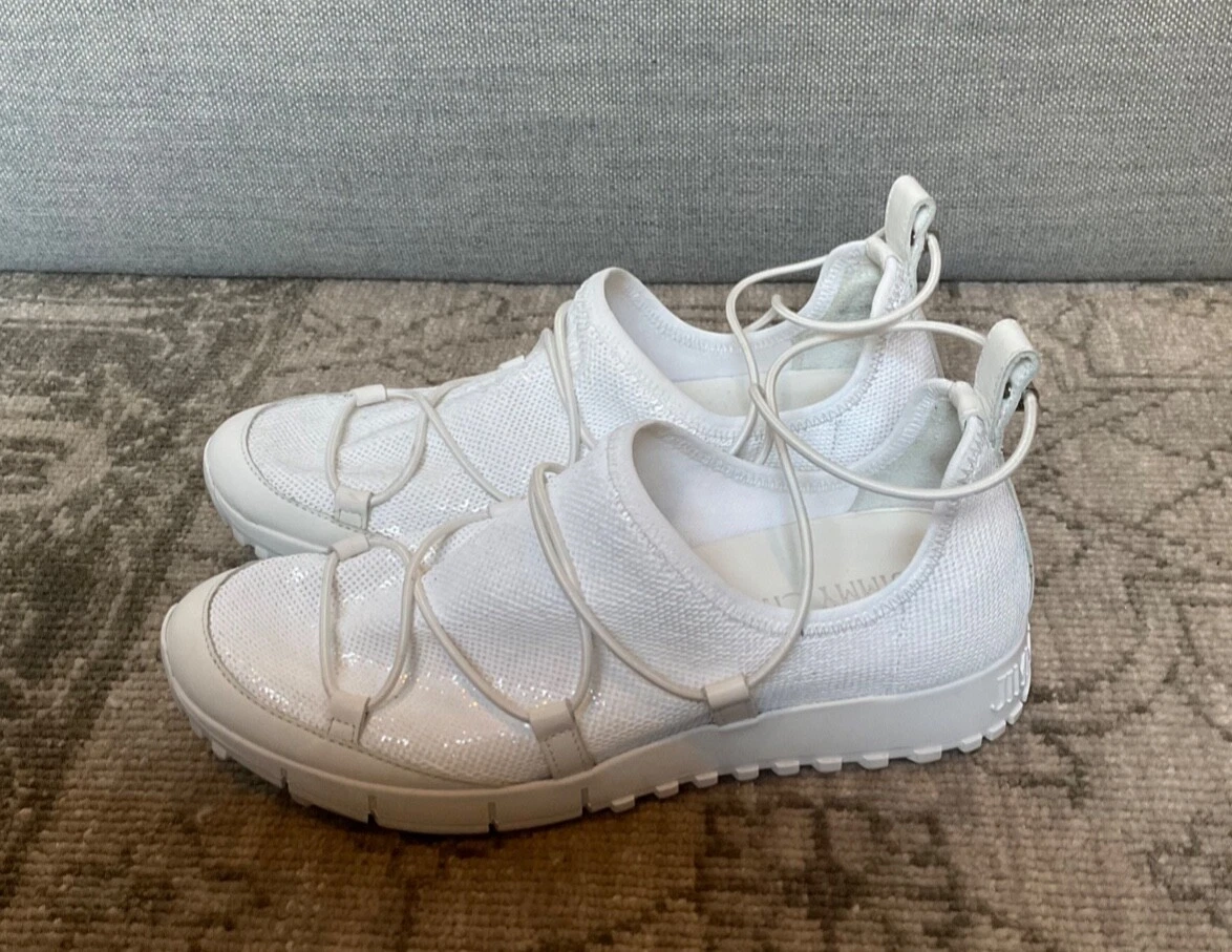 Jimmy Choo White Sequin Andrea Slip-On Sneakers 37.5 | eBay