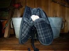 WONDER NATION BOYS TODDLER BLACK PLAID SLIPPERS SHOES SIZE 11-12 RUBBER SOLES