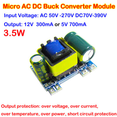3.5W AC-DC 110V 220V to 12V 5V Buck Down Converter Isolated Power Supply Board