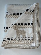 VHTF LAMBS  IVY DEER FAWN TRACKS SHERPA BABY BLANKET B2