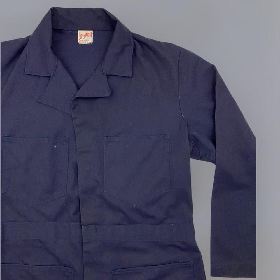 VTG 50s 60s Unitog Shop Engineer Button Jacket Coat Adult M Blue USA Rare Union image 3