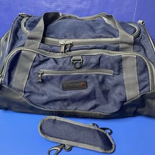 Swiss Tech Excursion 21x12x12 Duffel Travel Bag Waterproof Bottom Blue Canvas