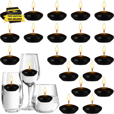 20 Pcs Black Floating Candles Centerpieces for Wedding Small Unscented Floating