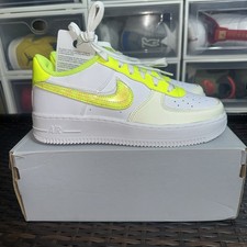 NEW 6.5 Youth Grade-School NIKE AIR FORCE 1 GS WHITE / VOLT PINK DV1680 100 A1