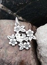Retired James Avery Flowers and Bird Pendant