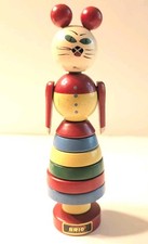 Vtg 1960's BRIO Sweden "Lill-Katt" Wood Stacking Toy No Box Retro Wood Decor
