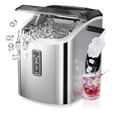 EUHOMY Self Cleaning Portable Ice Maker/26LBS A Day + CLEANING PACKS