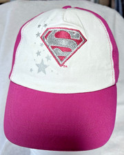 Supergirl Youth Pink White Silver Glitter Stars Girls Ball Cap Hat Adjustable