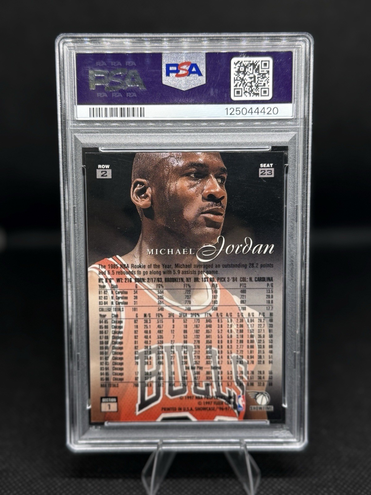 1996 Flair Showcase Michael Jordan Row 2 PSA 8 NM-MT Bulls HOF Rare Air Jordan view 2