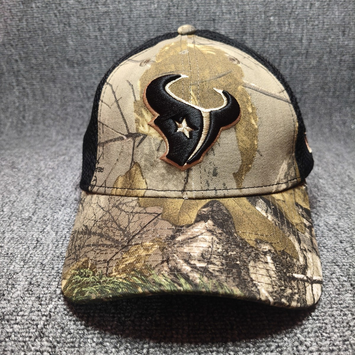 New Era Houston Texans NFL Camo Black Mesh 39THIRTY Stretch Fit Hat Cap
