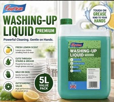EasyClean Washing Up Liquid 5L Refill - Fresh Lemon Fragrance Non Bio & Skin 5.36 per litre