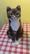 Signed Winstanley cat Size 6 Grey tabby sitting Glass eyes 30cm