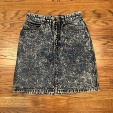 RARE VTG 80  s GEORGES MARCIANO GUESS ACID WASH DENIM JEAN MINI SKIRT 26   WAIST