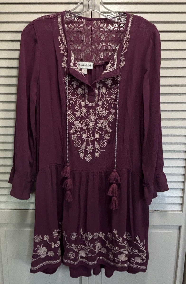women's embroidered denim dress Women's Flying Swallows Embroidered Denim Western Shirt Dress