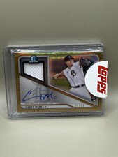 2021 Bowman Chrome Autograph Relics Gold Refractor RC #BCAR-CM Casey Mize #34/50