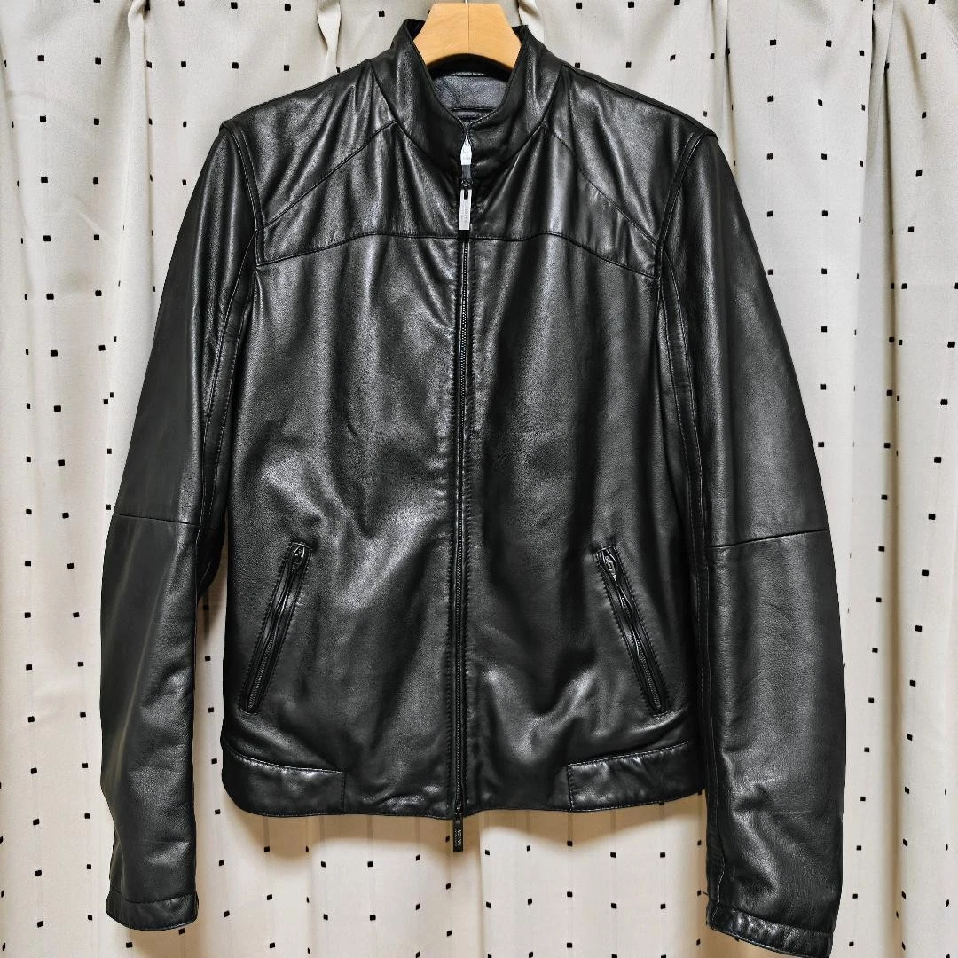 Armani Collezioni Leather Outer Shell Black Coats, Jackets & Vests