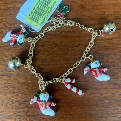Mr Bingle Christmas Charm Bracelet Candy Cane Bell Holly Charms Louisiana NOLA