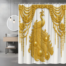 Elegant Gold Peacock Shower Curtain for Stylish Bathrooms