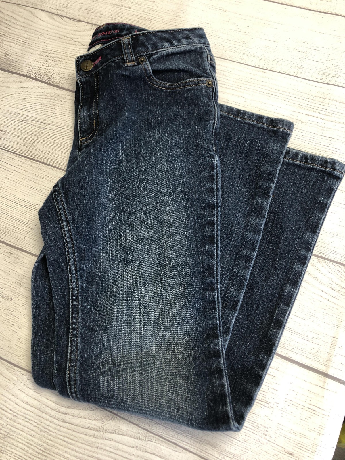 Girls 10 Blue Bootcut Denim Five Pocket Zip Fly Classic Kids