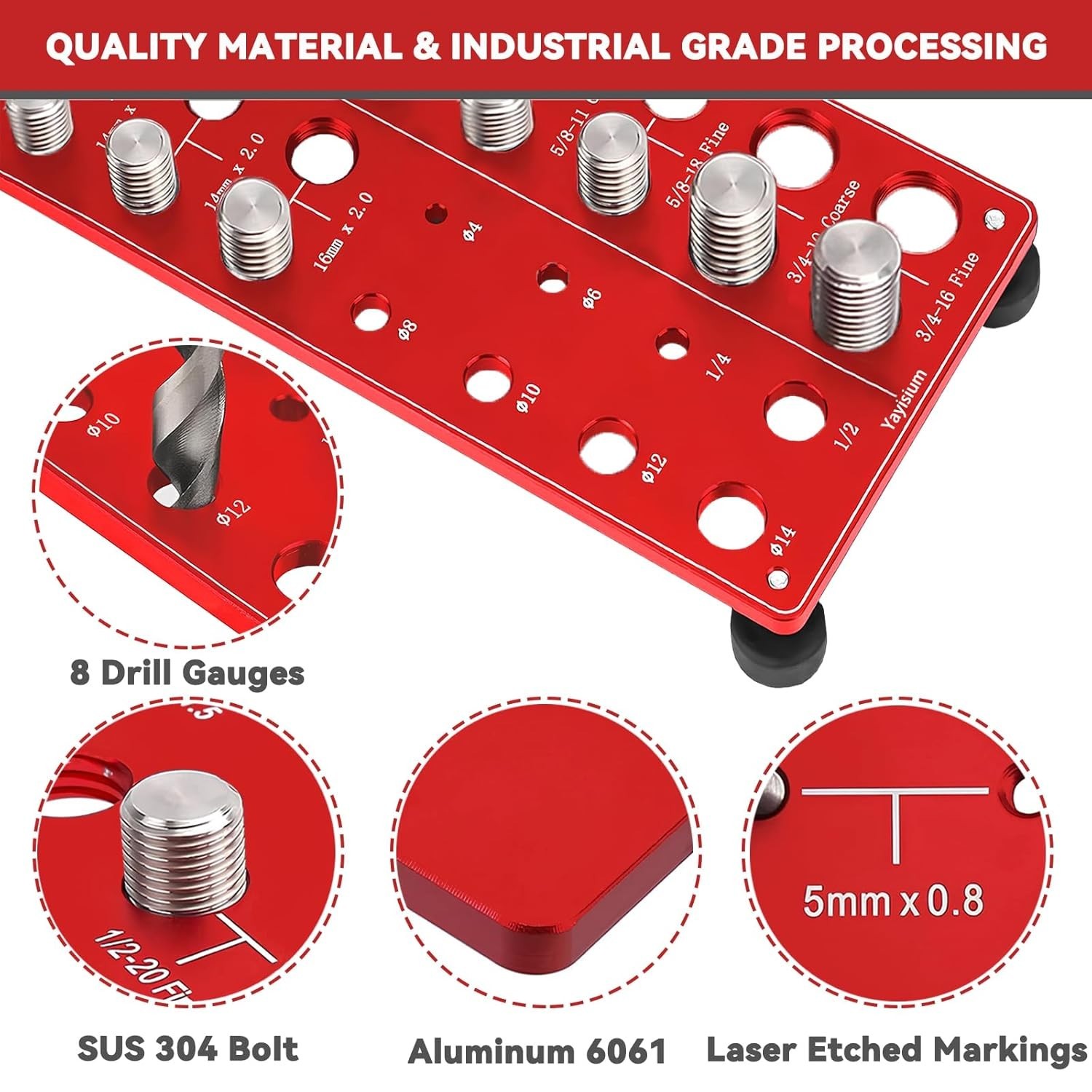 42 Thread Nut and Bolt Size Gauge with Metric and Imperial Identifiers
