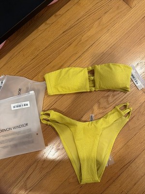 Devon Windsor Citron Texture Bikini Top And Bottom Set NEW WITH TAG XS