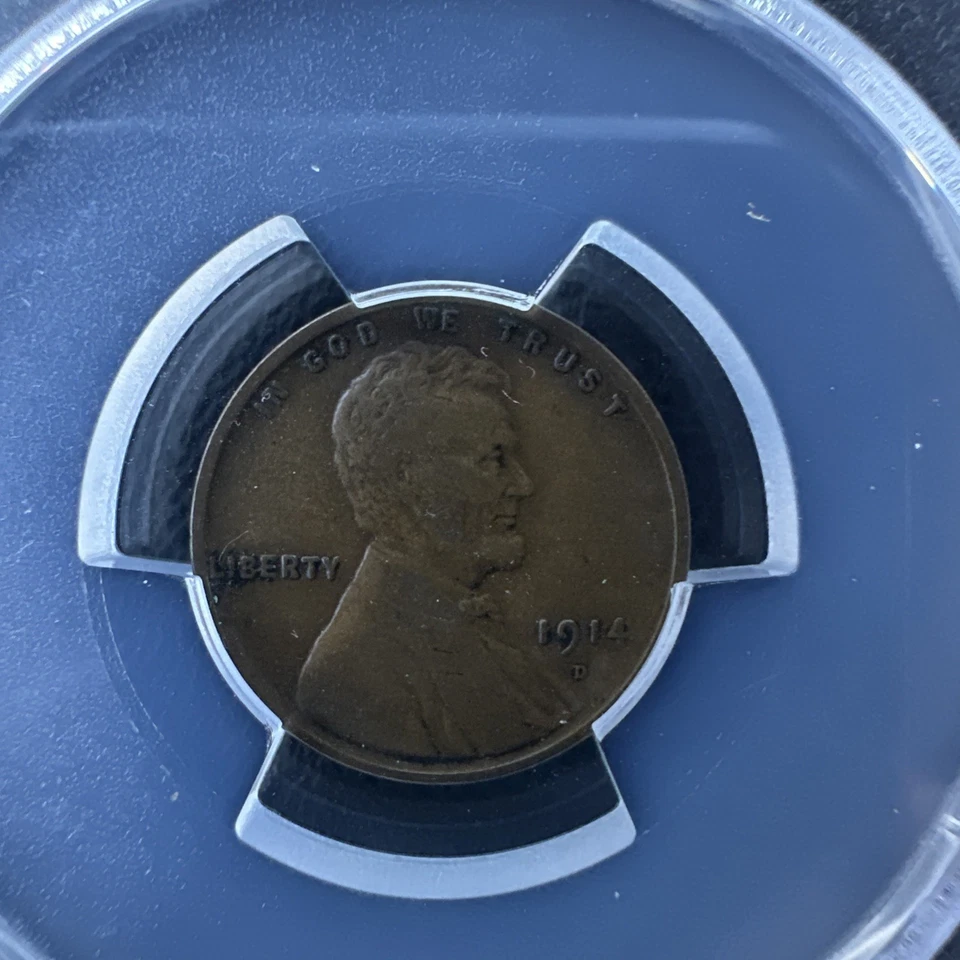 1914 D PCGS VF25 Lincoln Wheat Penny Key Date Coin Old Blue Holder Brown - Image 2 of 4