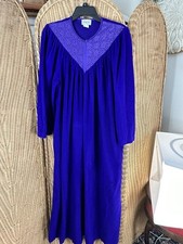 VTG VANITY FAIR Half Zip Fleece Sz Med Purple Embossed Robe Lounger House Coat