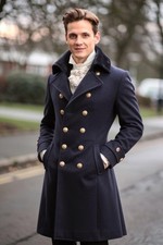 Men's Victorian Wool Regency Tailcoat Gentleman Frock Coat, Vintage Gothic Coat