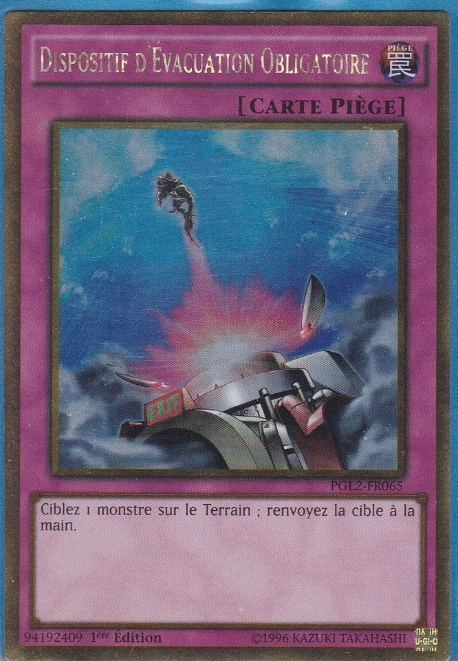 Yu-Gi-Oh! Dispositif d'Evacuation Obligatoire PGL2-FR065 1ère Ed. Gold Rare NEUF - Photo 1/1