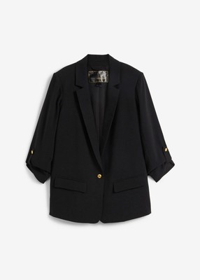 Lässiger Blazer Gr. 40 Schwarz Damensakko 7/8 Arm Freizeitblazer Neu