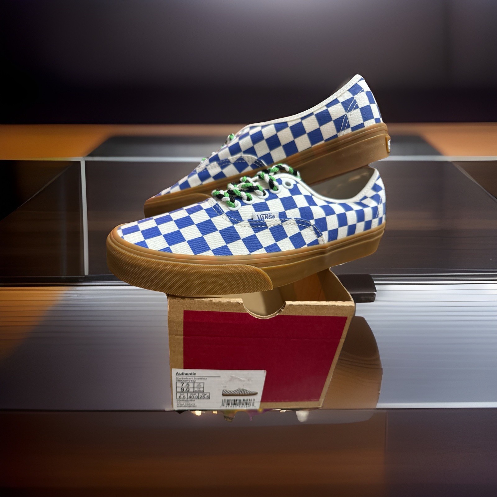 Vans Checkerboard Authentic Shoe SIZE US M-7.5/W-9 Skate Blue/White VN0009PVY6Z