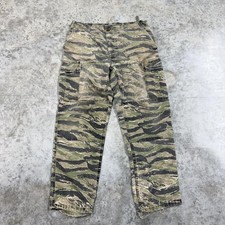 Vintage Tiger Stripe Camo Cargo Pants Mens 32x30 Green Adjustable Waist Army