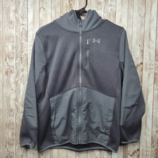 Under Armour Storm Coldgear Full Zip Fleece Hooded Jacket Boys Youth Large Grey