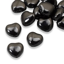 8mm Heart Shaped Beads, 30-Pack Jet Black Czech Glass, DIY Jewelry Making