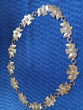 Southwestern Silver Tone Stamped Bird Concho Belt, 34  Max. used.