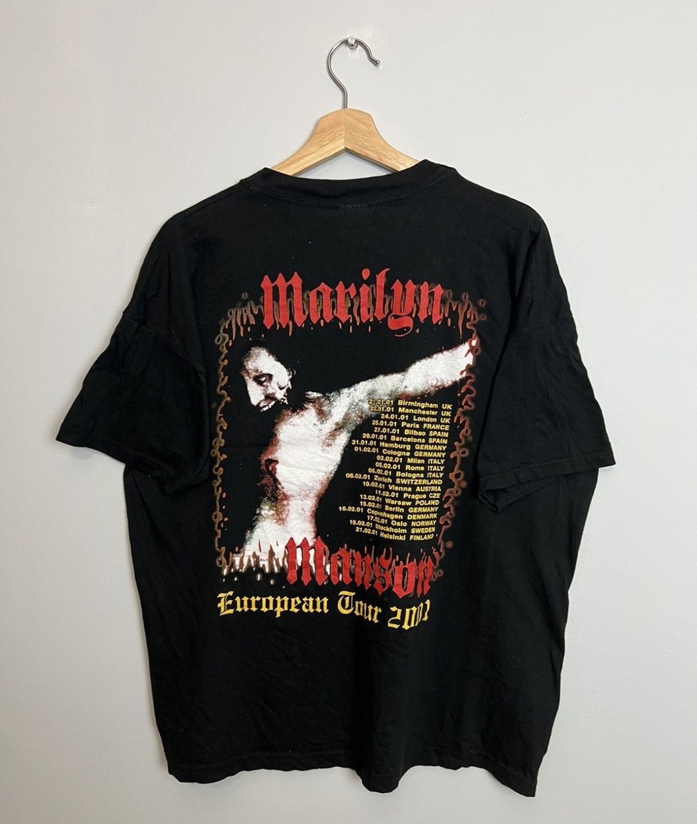 ©2000　00s　Marilyn Manson　ヴィンテージバンドT　レア Rare Vintage 00s Marilyn Manson Hollywood European Tour Metal Band