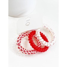 Red Color Theme Spiral Hair Ties - 4 pk