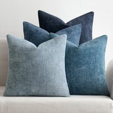 Pack of 4 Couch Throw Pillow Covers 18x18 Inch Neutral Blue Soft Decorative C...