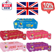 Rubicon Juice Sparkling Fizzy Drink Cans, 330ml Pack of 24 All Flavour UK