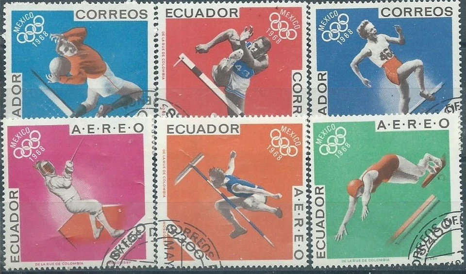 EQUATEUR : SERIE 1967 "JEUX OLYMPIQUES DE MEXICO " OBLITEREE - Photo 1/1