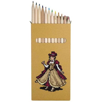 12 x 'Victorian Steampunk Attire Pixel Art' Long Colour Pencils (PE00061389)